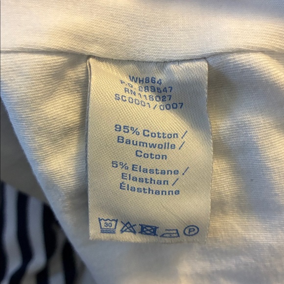 Boden Ruched Detail Striped Blue White Nautical Shirt Sleeve Dress Size 12 - Picture 7 of 7